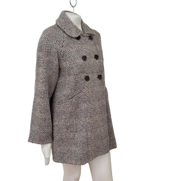 J.CREW 60s Inspired Wool Blend Double Breasted Tweed Swing Coat SZ 8 - Picture 4 of 12
